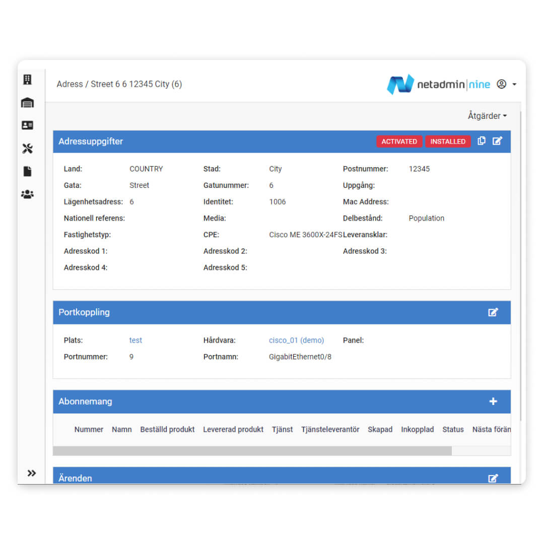 Netadmin Nine - Adressuppgifter