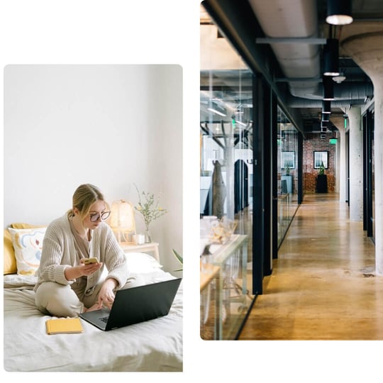 Woman working from home on laptop